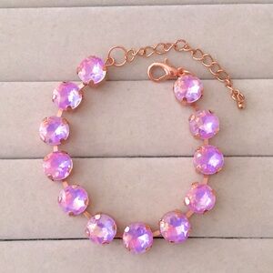 Pink-Purple Opal Aurora Borealis + Rose Gold Crystal Tennis Bracelet